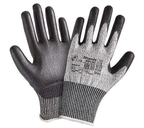 Перчатки 2Hands 6313C защита от пореза C/A3 полиэфир 13G/ PU 