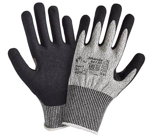 Перчатки 2Hands 6413D защита от пореза D/A4 полиэфир 13G/нитрил MicroFoam 